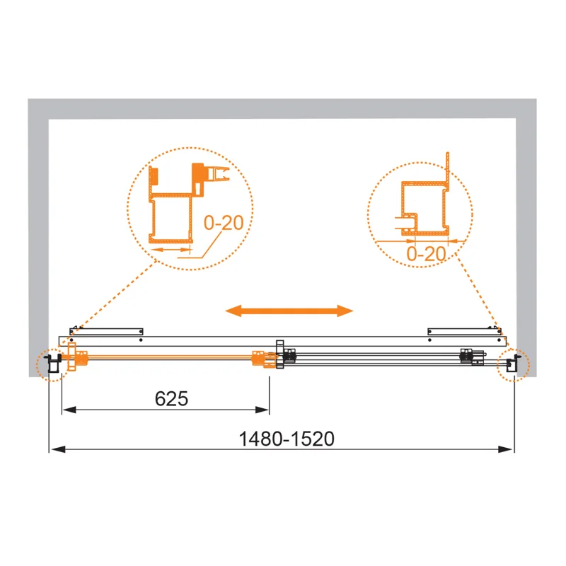 Душевая дверь CEZARES LUX-SOFT-W-BF-1-150-C-Cr-IV
