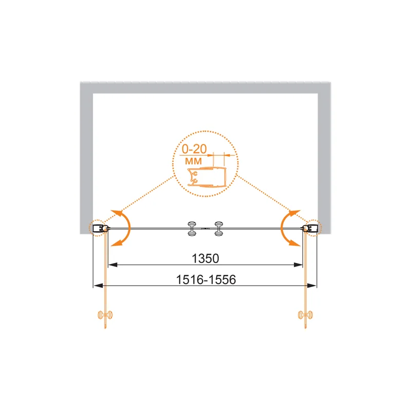 Душевая дверь CEZARES ELENA-W-B-2-160-P-Cr