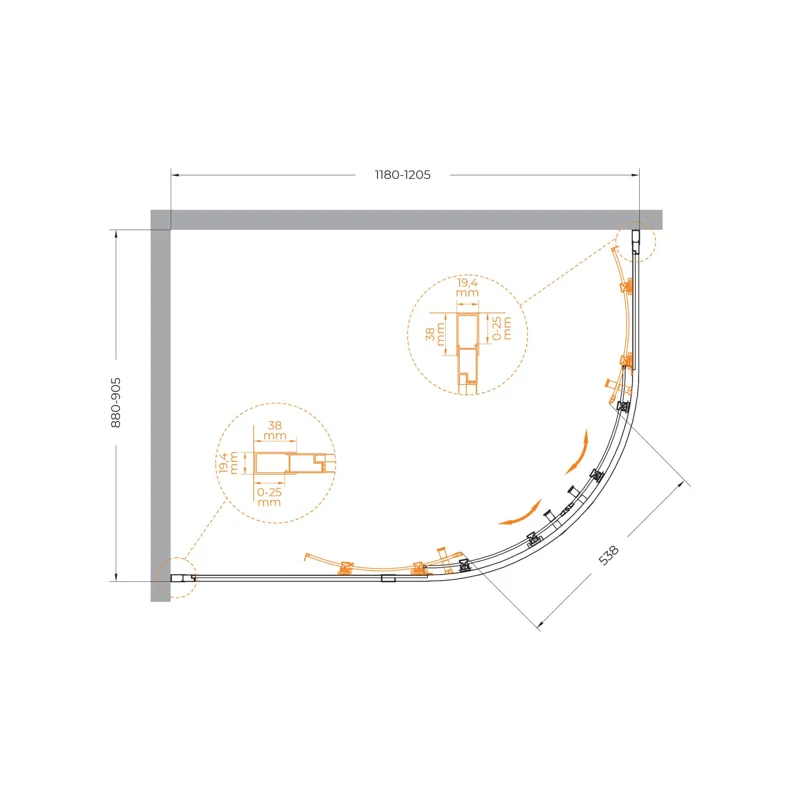 Душевой уголок Cezares MOLVENO-RH-2-120/90-C-Cr-IV