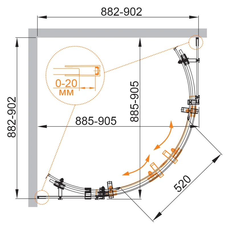 Душевой уголок Cezares STYLUS-O-M-R-2-90-C-Cr