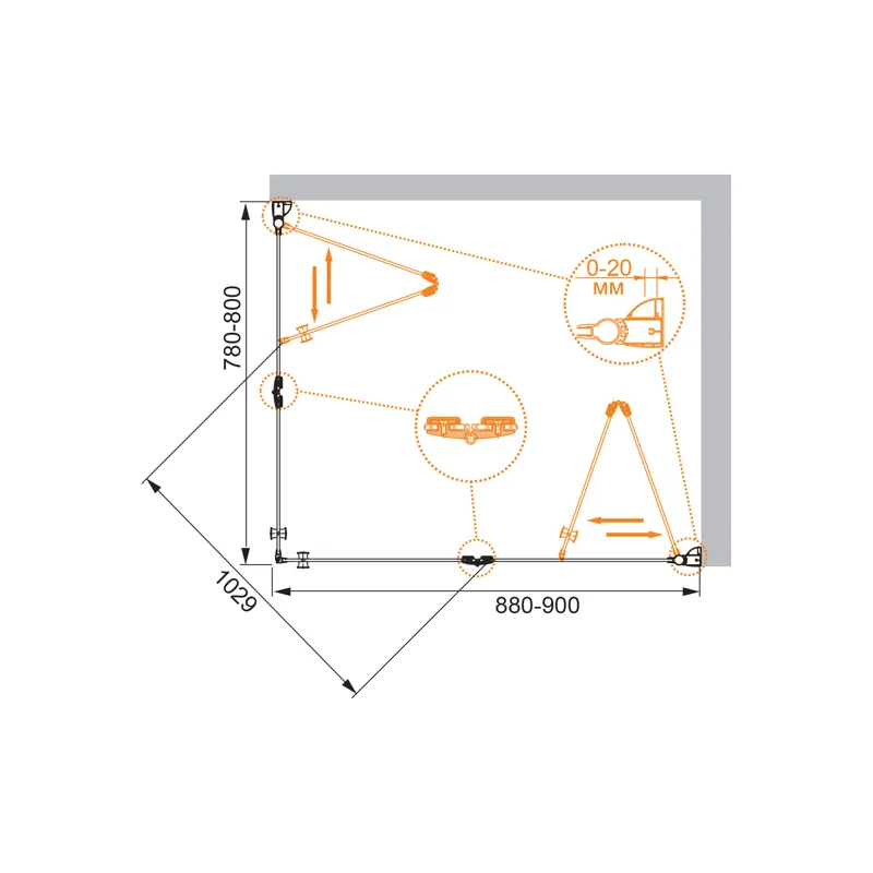 Душевой уголок Cezares ELENA-W-ASH-2-80/90-C-Cr