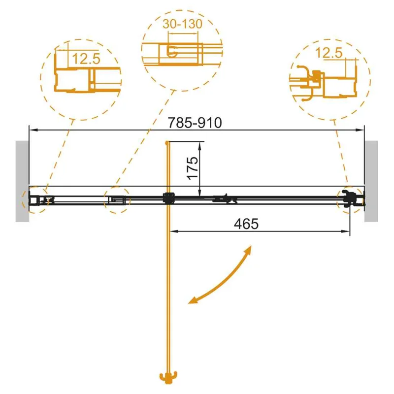 Душевая дверь CEZARES VARIANTE-B-1-80/90-C-Cr