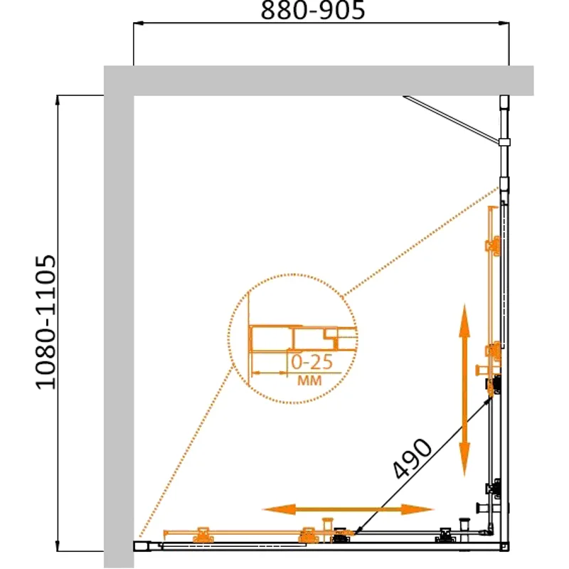 Душевой уголок Cezares MOLVENO-AH-21-90+20-C-Cr-IV