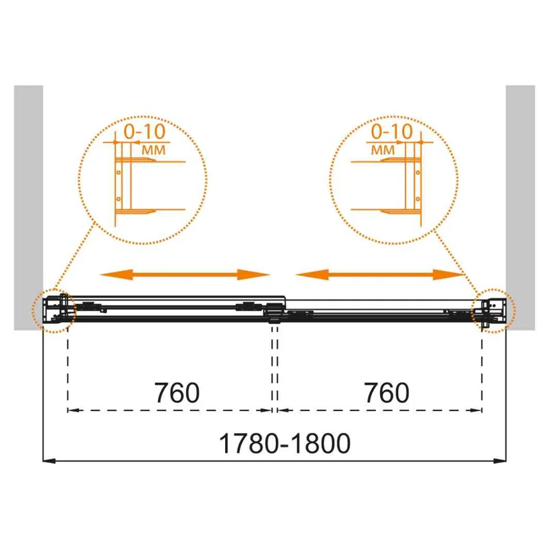 Душевая шторка на ванну CEZARES TANDEM-SOFT-VF-2-180/145-C-Cr-IV