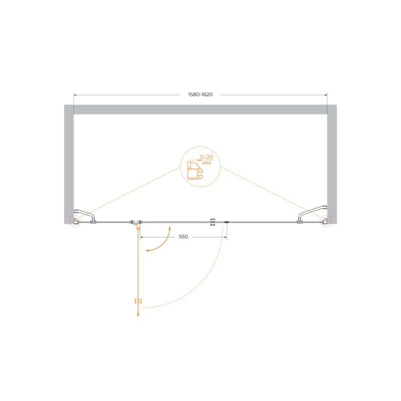 Душевая дверь CEZARES VERONA-W-B-13-60+60/40-P-Cr-L