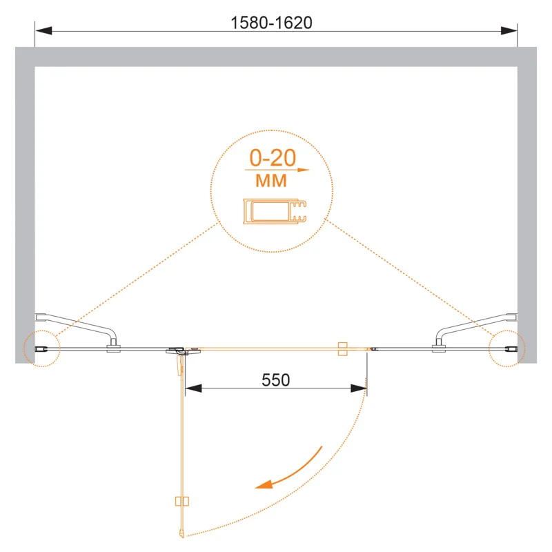 Душевая дверь CEZARES BERGAMO-W-B-13-40+60/60-C-Cr-L