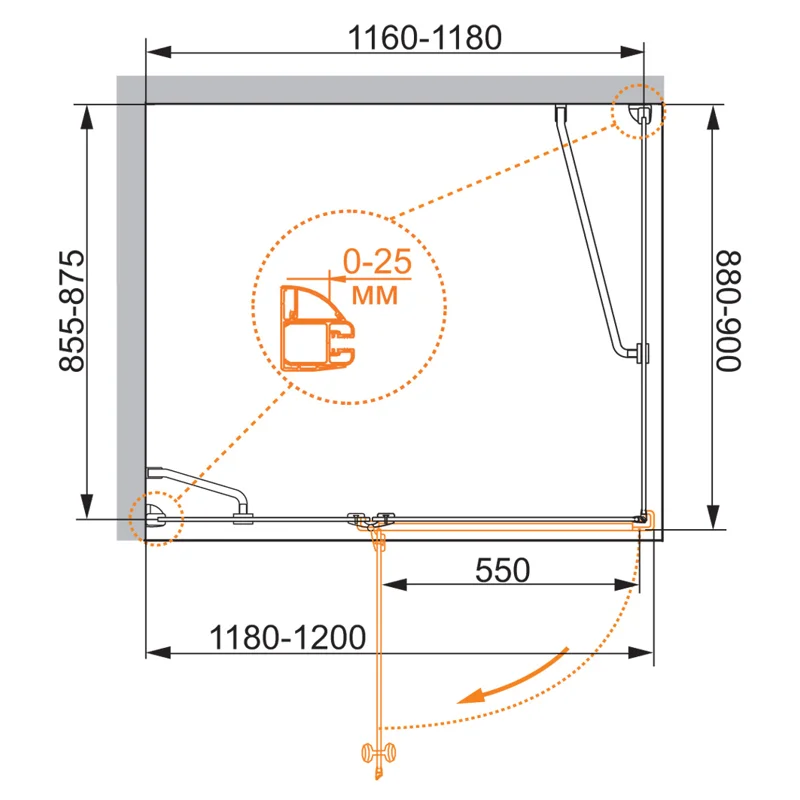 Душевой уголок Cezares VERONA-W-AH-1-120/90-C-Cr