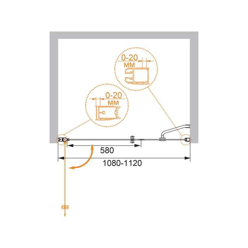 Душевая дверь CEZARES ELENA-W-B-11-40+70-C-Cr