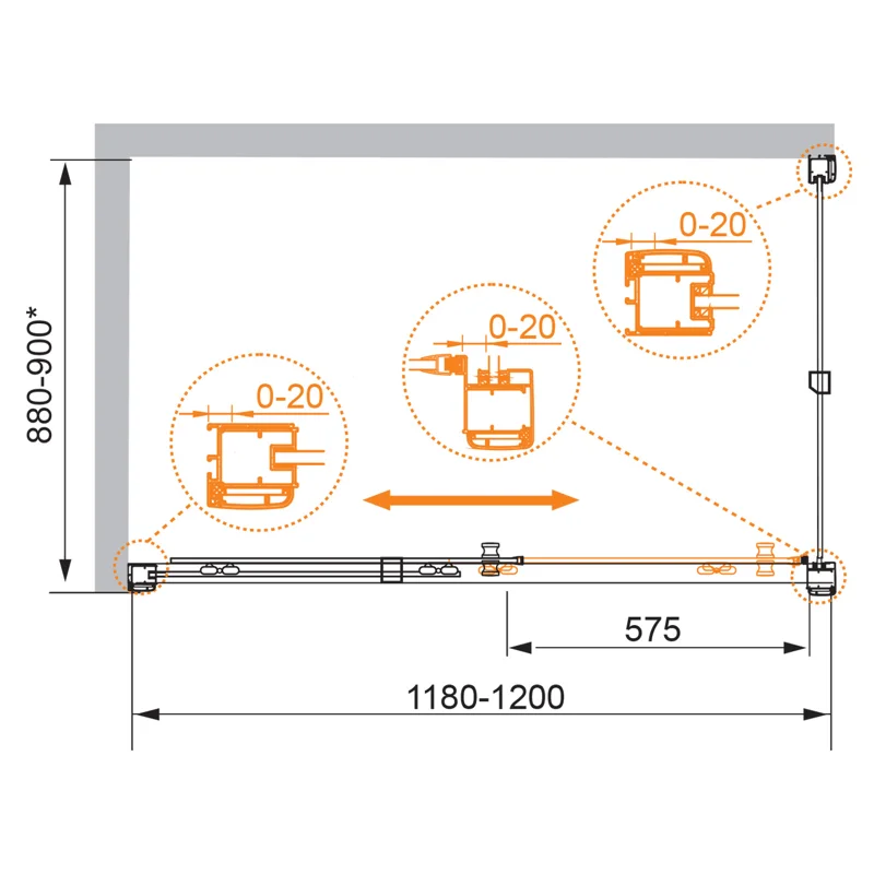 Душевой уголок Cezares ANIMA-W-AH-1-120/90-P-Cr