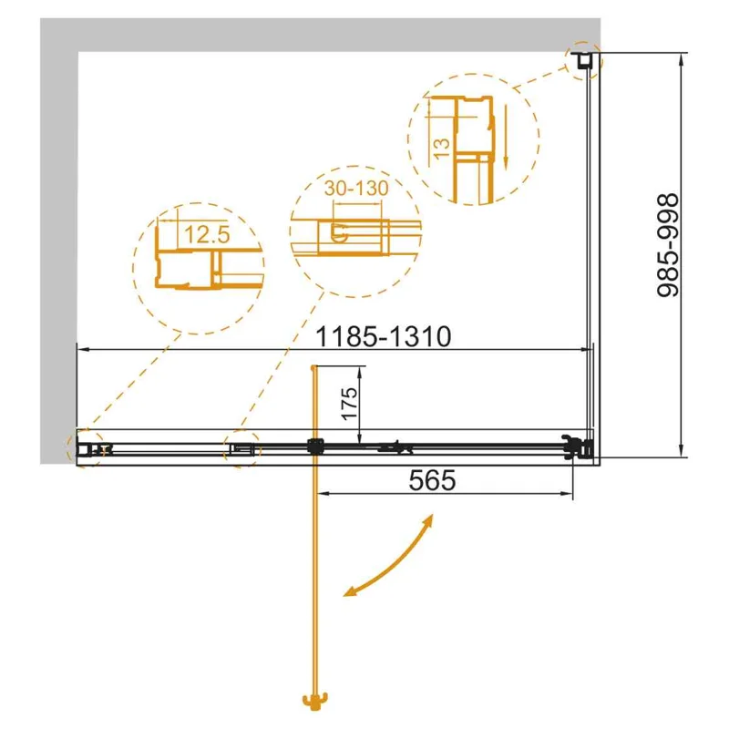 Душевой уголок Cezares VARIANTE-AH-1-120/130-100-C-Cr