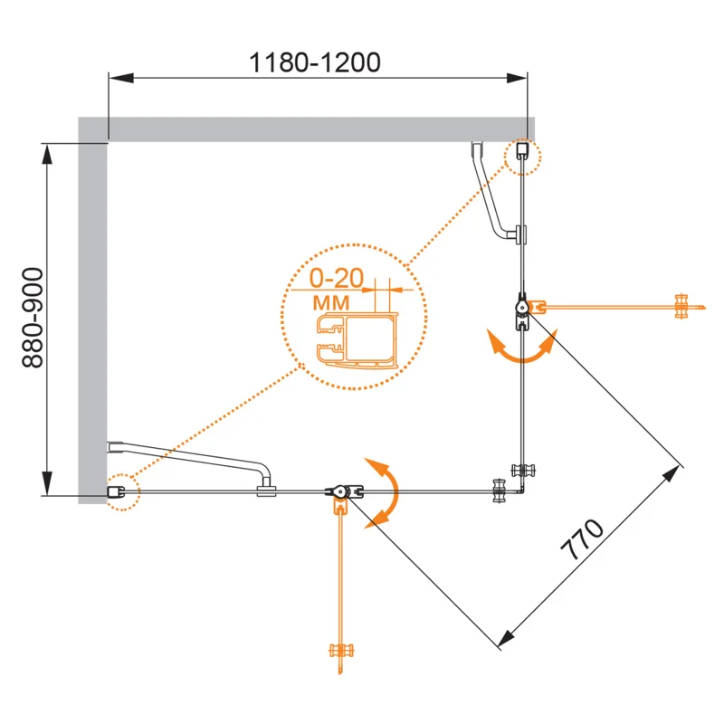 Душевой уголок Cezares ELENA-W-AH-2-120/90-C-Cr