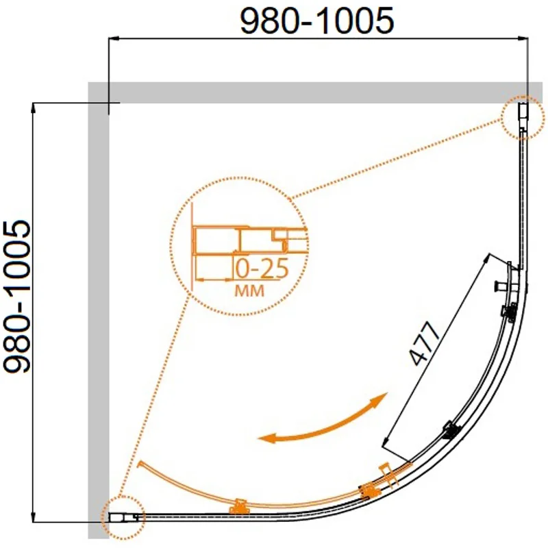 Душевой уголок Cezares MOLVENO-R-1-100-C-Cr-IV