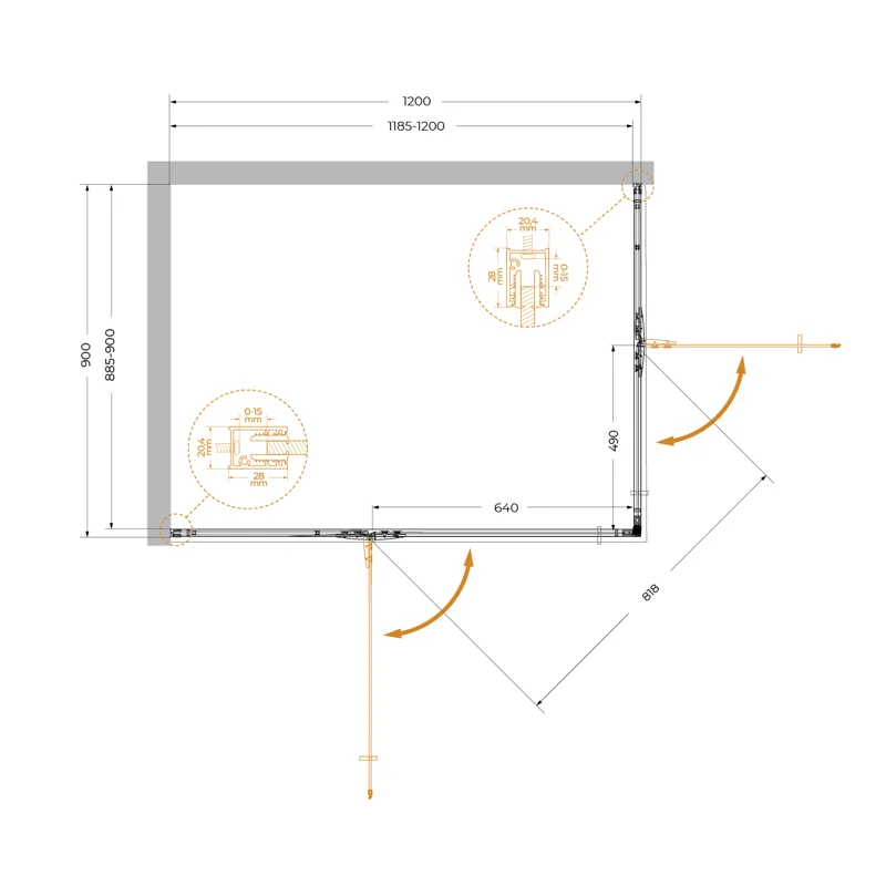 Душевой уголок Cezares LINER-AH-2-120/90-C-Cr-L