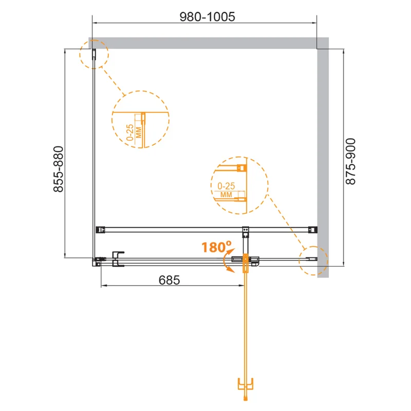 Душевой уголок Cezares VALVOLA-AH-1-100/90-C-Cr