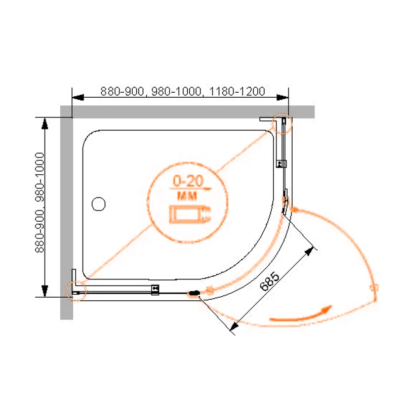 Душевой уголок Cezares BERGAMO-R-1-90-ARCO-C-Cr-R-IV
