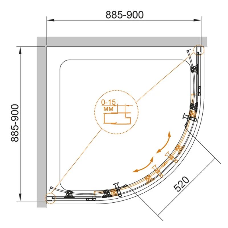 Душевой уголок Cezares ECO-O-R-2-90-C-NERO