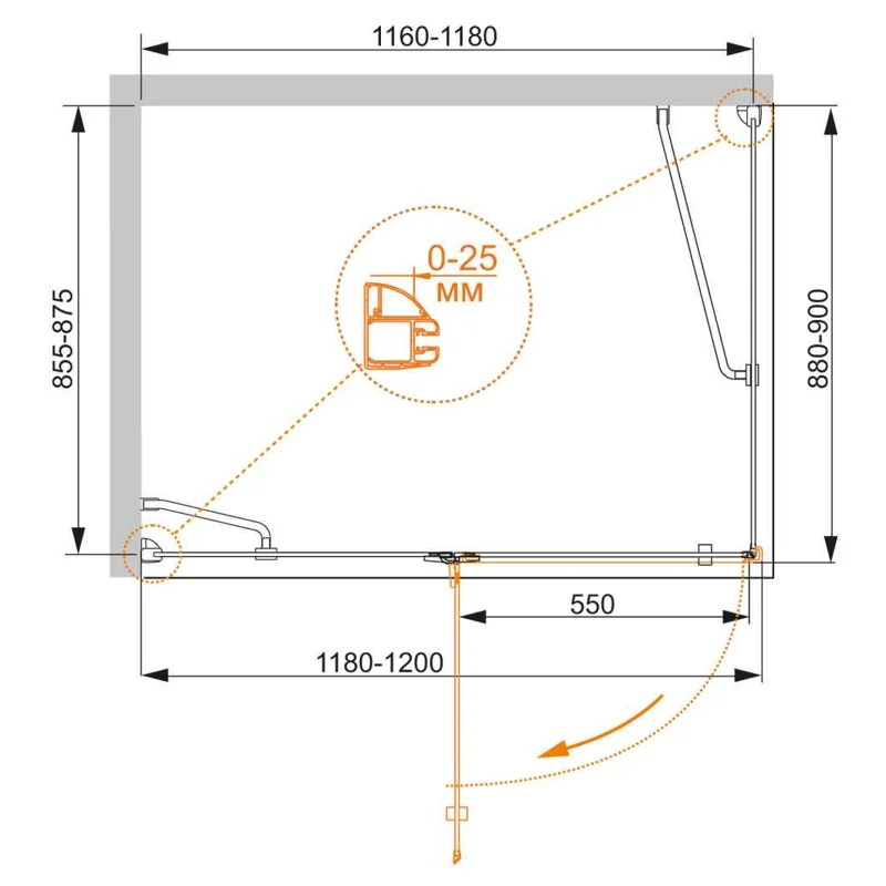 Душевой уголок Cezares BERGAMO-W-AH-1-120/90-C-Cr-L