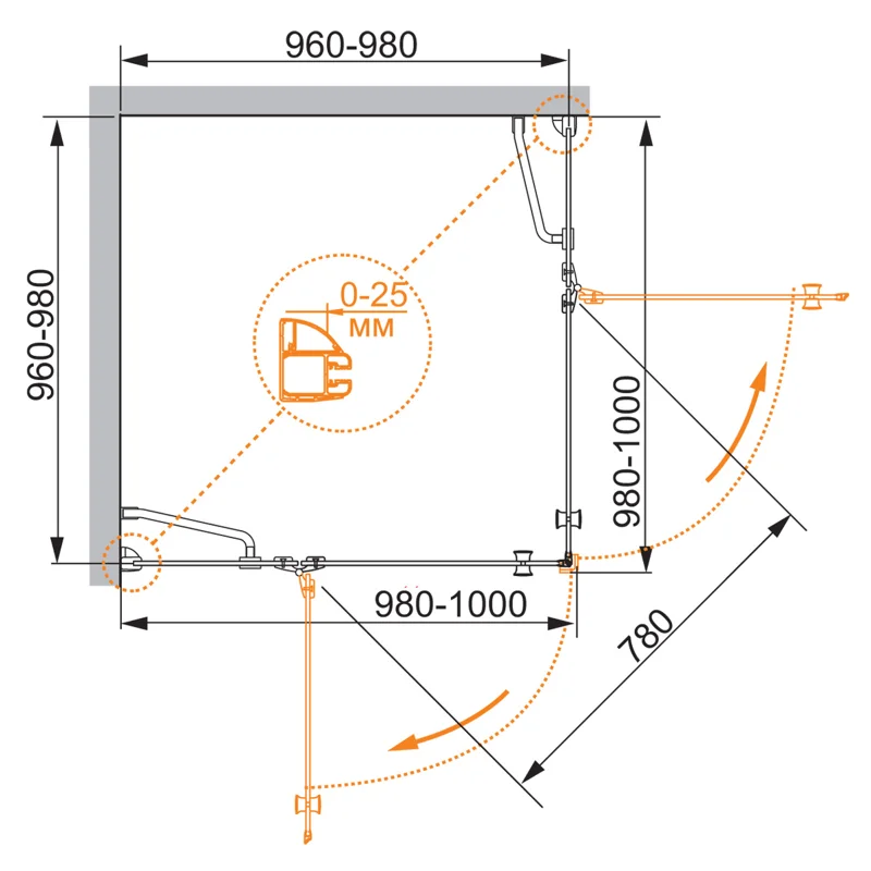 Душевой уголок Cezares VERONA-W-A-2-100-P-Cr