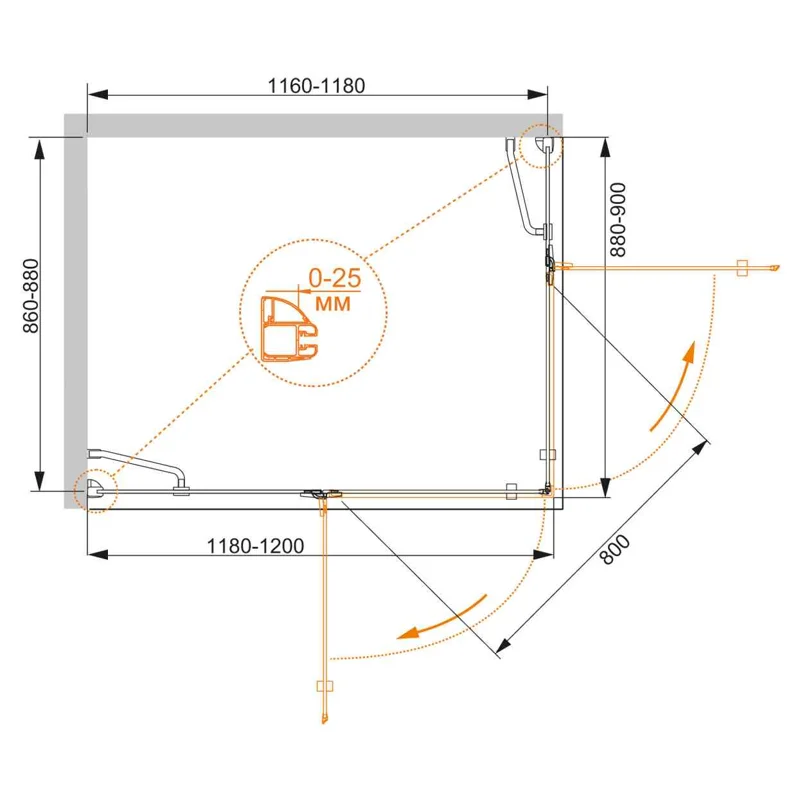 Душевой уголок Cezares BERGAMO-W-AH-2-120/90-C-Cr-L