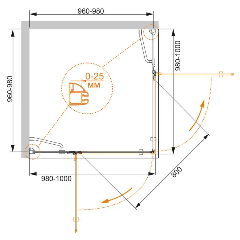 Душевой уголок Cezares BERGAMO-W-A-2-100-C-Cr