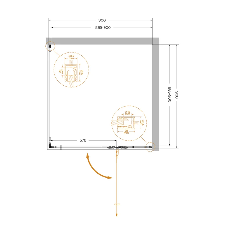 Душевой уголок Cezares LINER-A-1-90-C-NERO-R