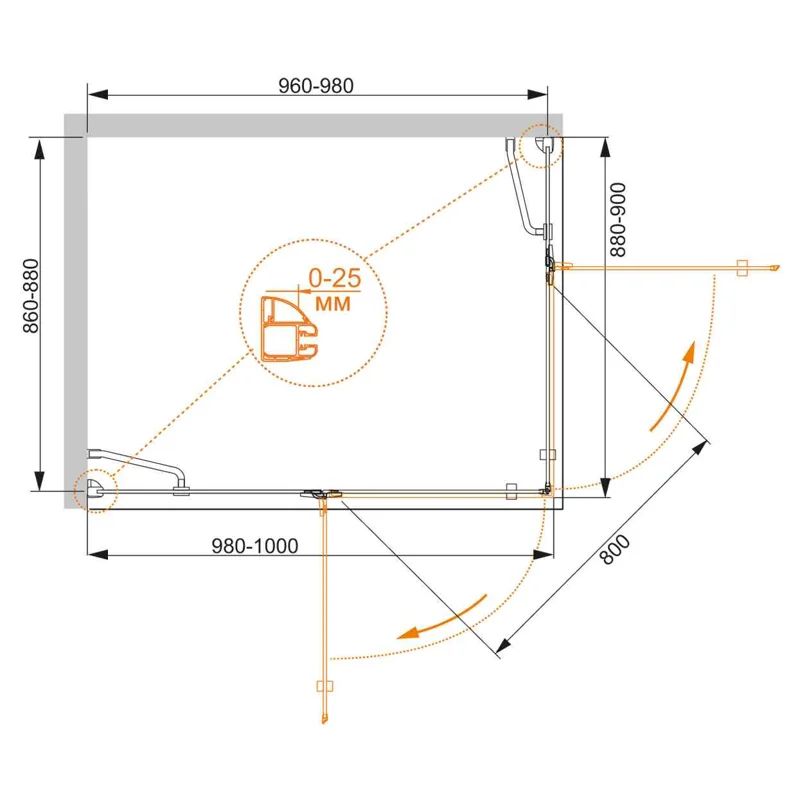 Душевой уголок Cezares BERGAMO-W-AH-2-100/90-C-Cr-L