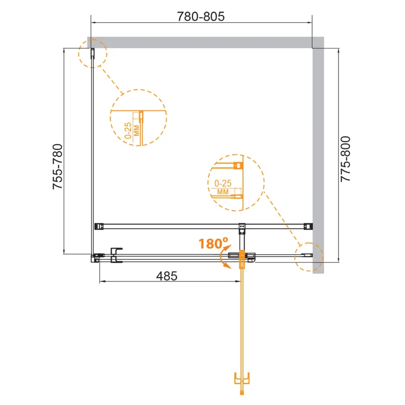 Душевой уголок Cezares VALVOLA-A-1-80-C-Cr