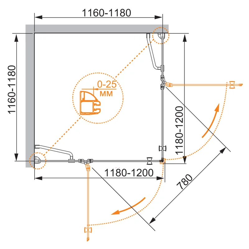 Душевой уголок Cezares VERONA-W-A-2-120-P-Cr
