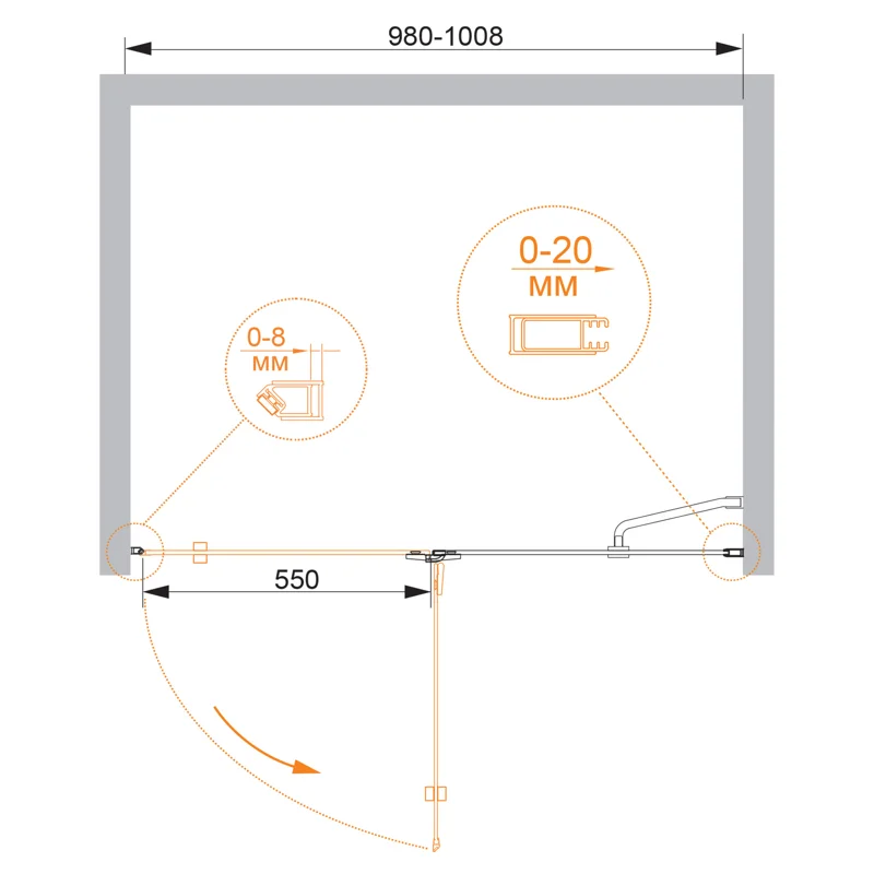 Душевая дверь CEZARES BERGAMO-W-B-12-100-C-Cr-R