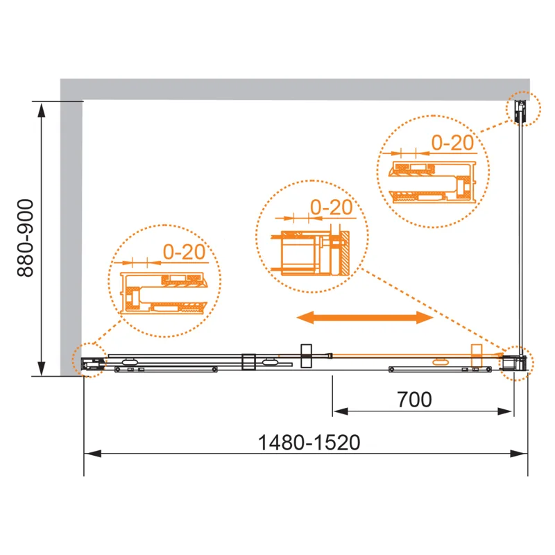 Душевой уголок Cezares PREMIER-SOFT-W-AH-1-150/90-C-Cr-IV
