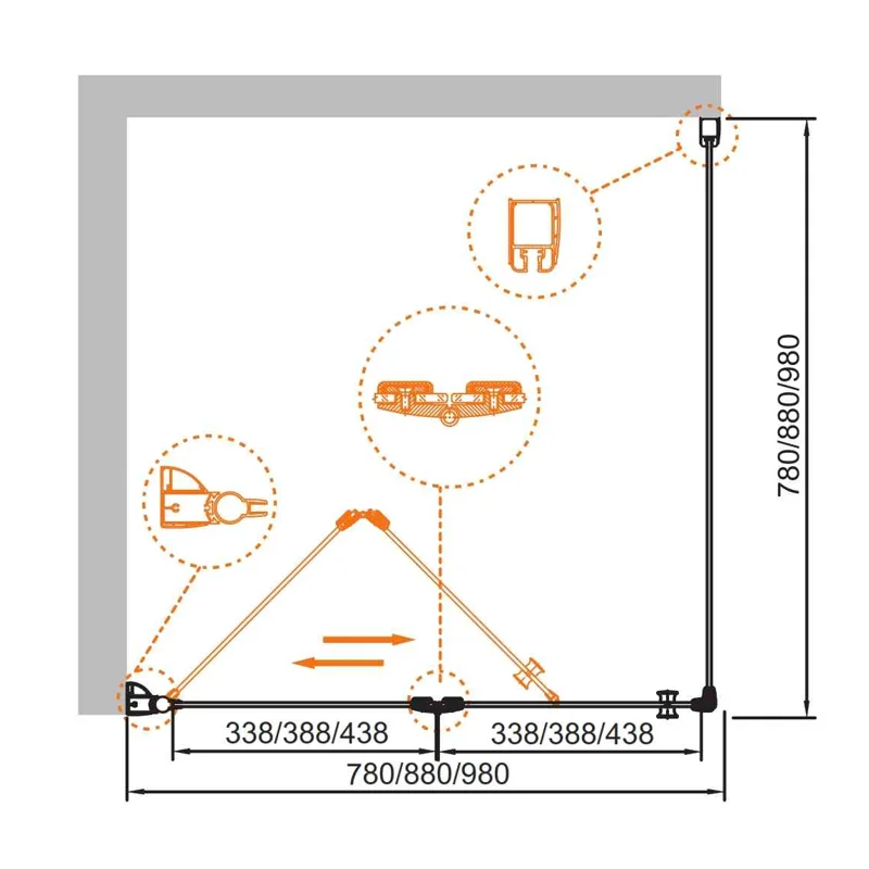 Душевой уголок Cezares ELENA-W-ASH-1-90/100-C-Cr