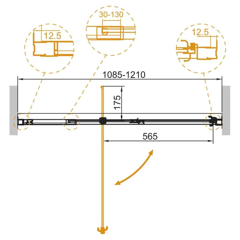 Душевая дверь CEZARES VARIANTE-B-1-110/120-C-Cr