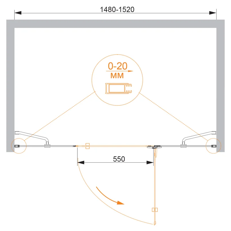 Душевая дверь CEZARES BERGAMO-W-B-13-30+60/60-C-Cr-R