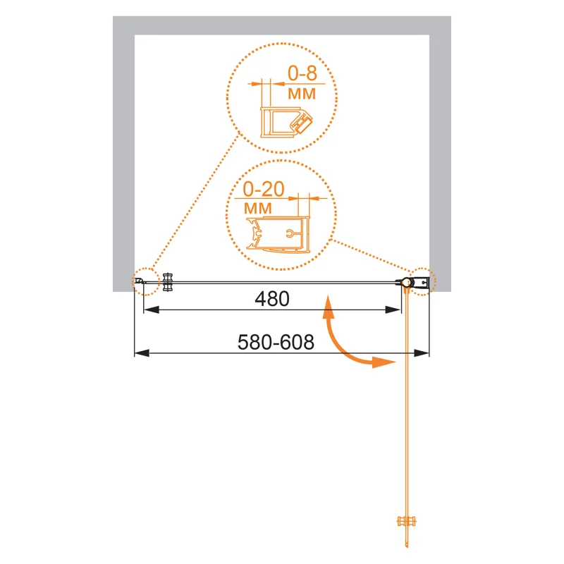 Душевая дверь CEZARES ELENA-W-B-1-60-P-Cr-R