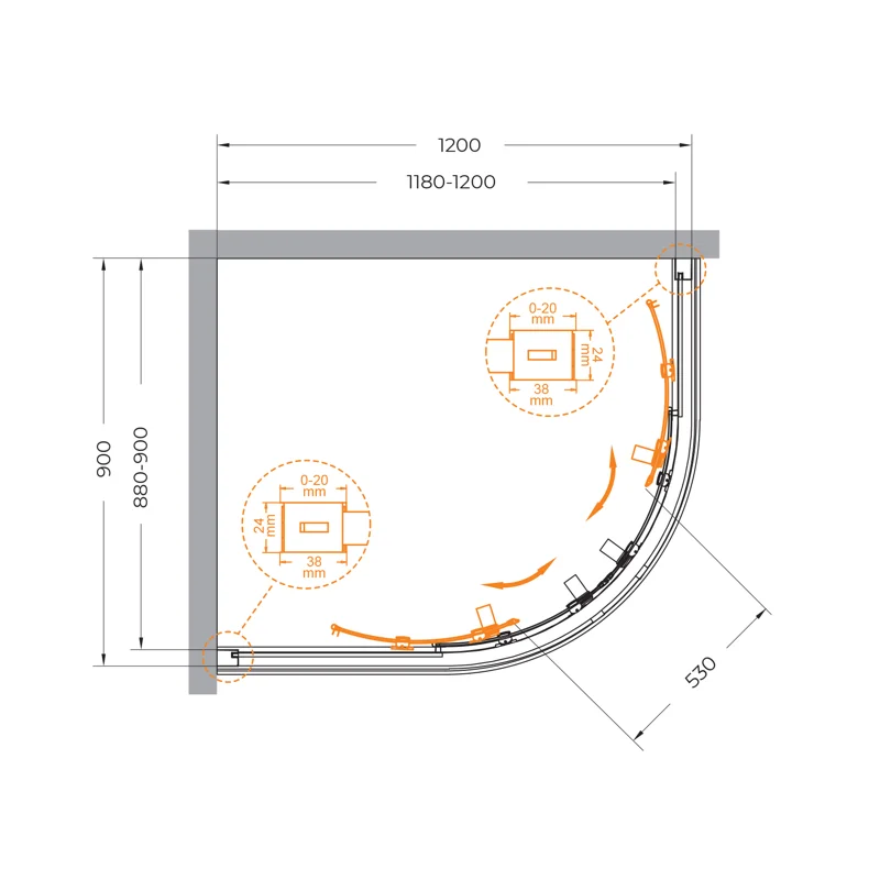Душевой уголок Cezares RELAX-304-RH-2-120/90-C-GM
