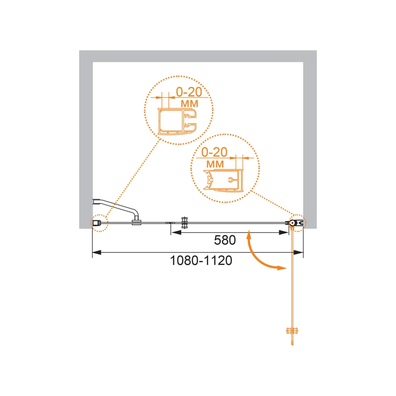 Душевая дверь CEZARES ELENA-W-B-11-40+70-P-Cr-R