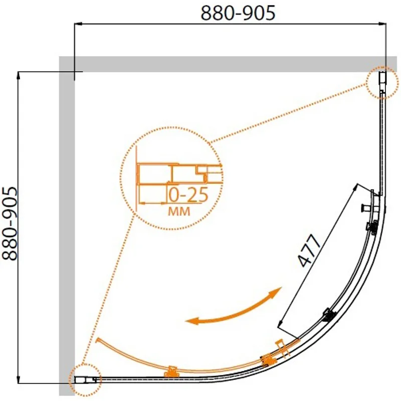 Душевой уголок Cezares MOLVENO-R-1-90-C-Cr-IV