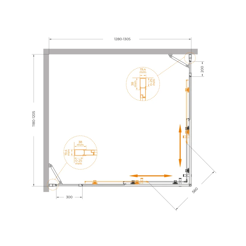 Душевой уголок Cezares MOLVENO-AH-22-130/120-C-Cr-IV УГЛОВОЙ