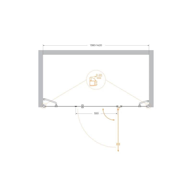 Душевая дверь CEZARES VERONA-W-B-13-40+60/40-P-Cr-R