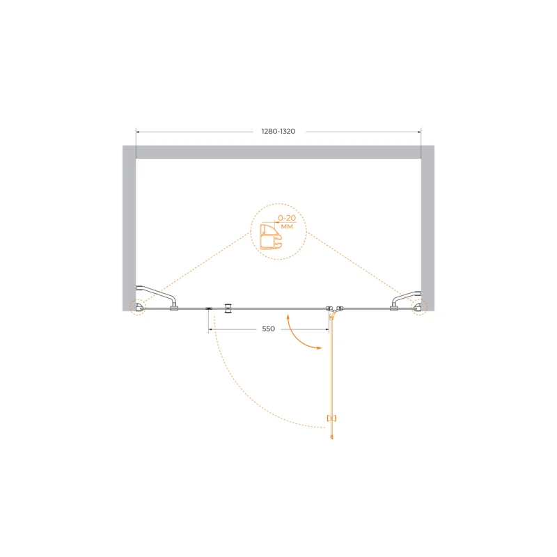 Душевая дверь CEZARES VERONA-W-B-13-30+60/40-P-Cr-R