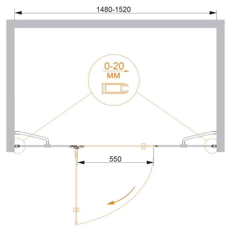 Душевая дверь CEZARES BERGAMO-W-B-13-30+60/60-C-Cr-L