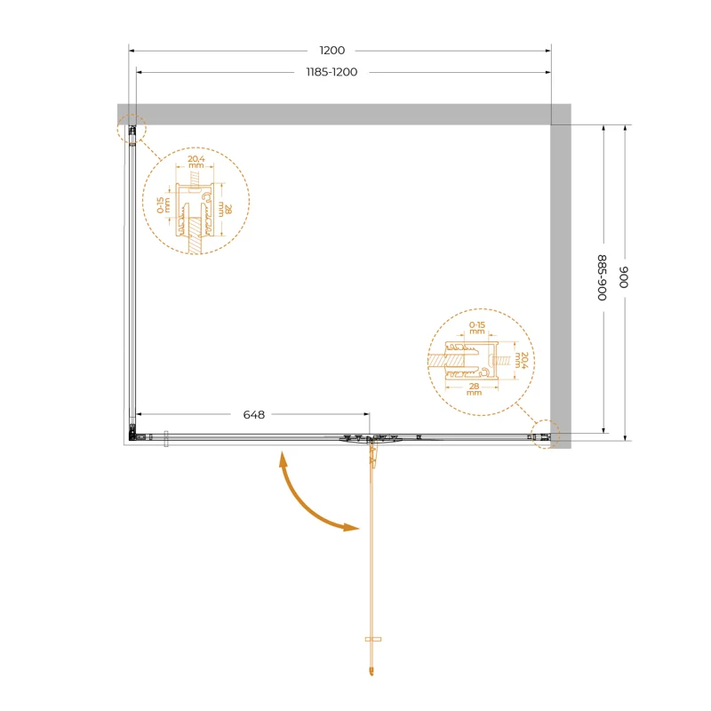 Душевой уголок Cezares LINER-AH-1-120/90-C-Cr-R