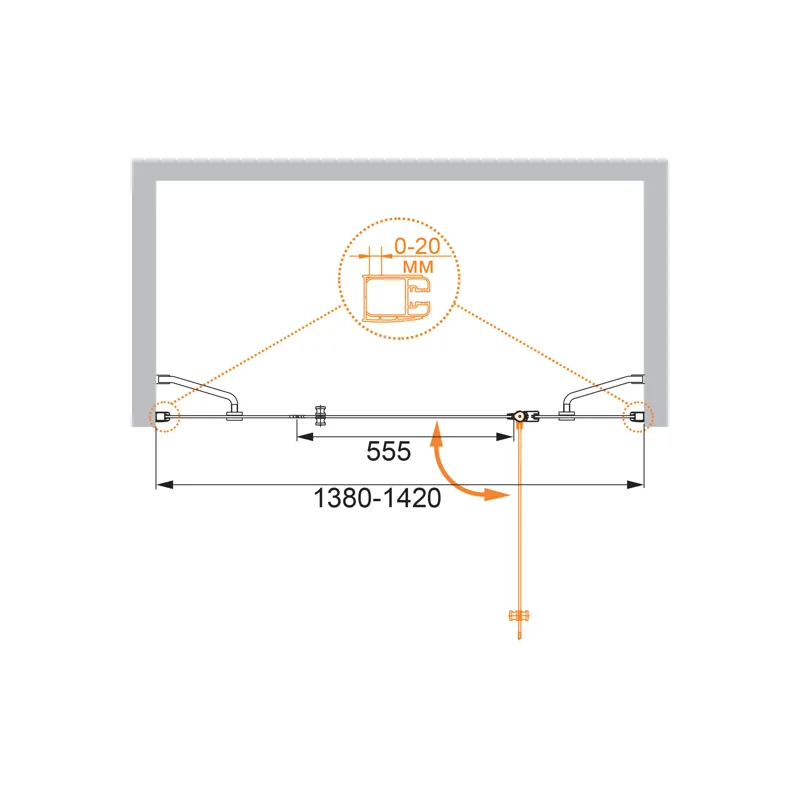 Душевая дверь CEZARES ELENA-W-B-13-40+60/40-P-Cr-R