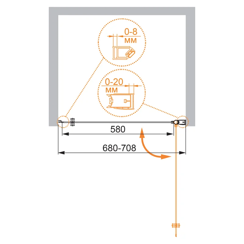 Душевая дверь CEZARES ELENA-W-B-1-70-C-Cr
