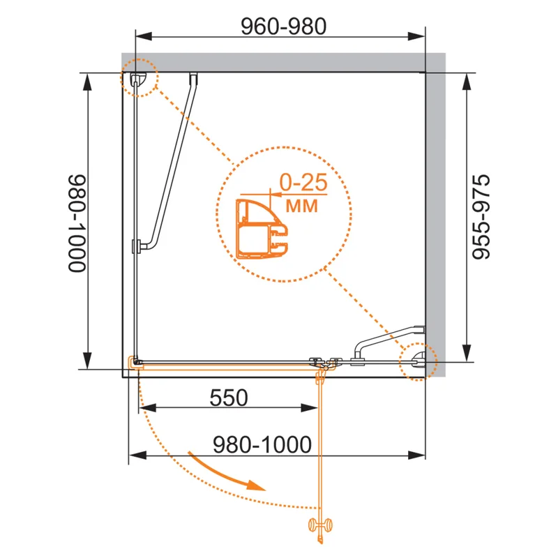 Душевой уголок Cezares VERONA-W-A-1-100-P-Cr-R