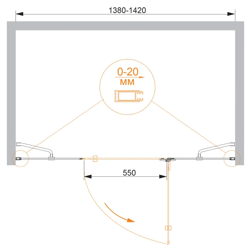 Душевая дверь CEZARES BERGAMO-W-B-13-40+60/40-C-Cr-R