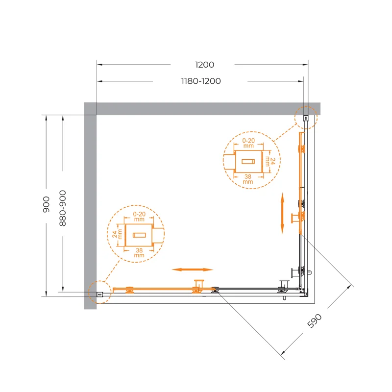 Душевой уголок Cezares RELAX-304-AH-2-120/90-C-GM
