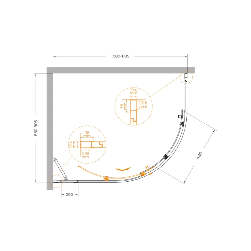 Душевой уголок Cezares MOLVENO-RH-1-110/90-C-Cr-IV