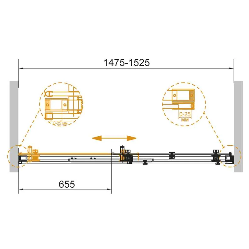 Душевая дверь с доводчиками CEZARES STYLUS-SOFT-BF-1-150-C-Cr