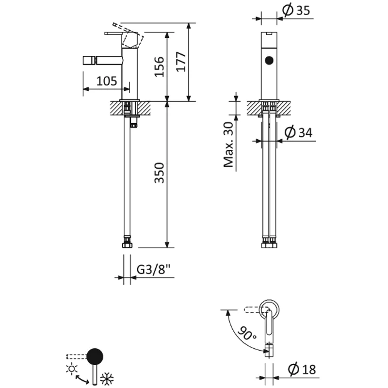 Смеситель для биде Cezares LEAF-BSM-L-01-W0